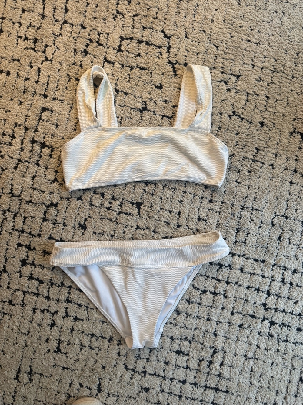 No Boundaries White Textured Bikini Set